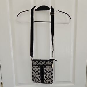 Coach Black & Grey Bag With Gold Accents!!